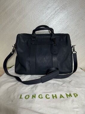 Longchamp 3D Midnight Blue 100% Calf Leather Briefcase